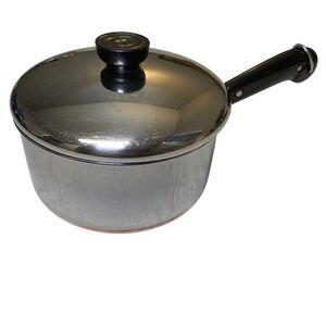 Vintage Revere Ware 2 Qt Saucepan Copper‎ Bottom w/ Lid Clinton IL 1801 Patent